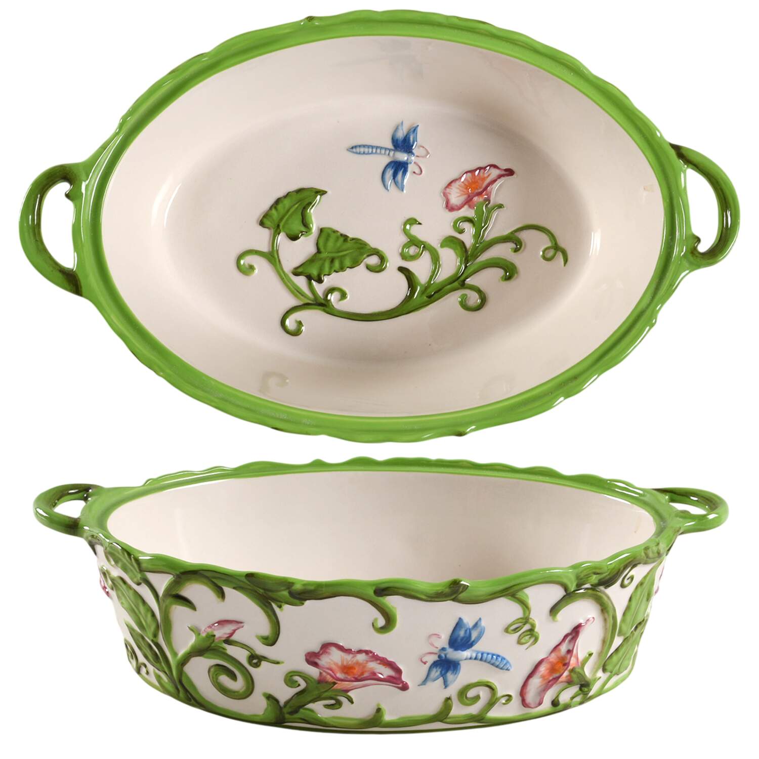 Dragonfly 2 Quart Oval Covered Casserole No Lid by Temp-Tations-1