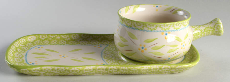 Old World Lime Green 12" Snack Tray (SNTR12) & Stick Handle Soup Set (SOH) by Temp-Tations-1