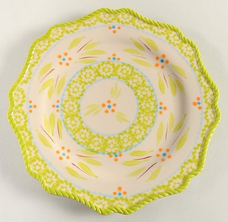 Old World Lime Green Scalloped Salad Plate by Temp-Tations-1