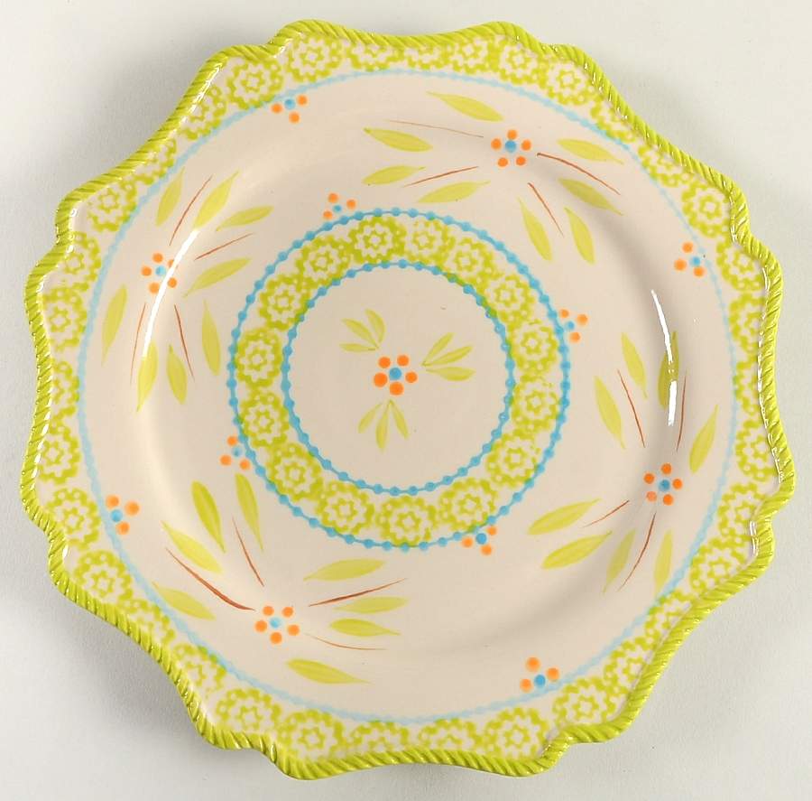 Old World Lime Green Scalloped Dinner Plate by Temp-Tations-1