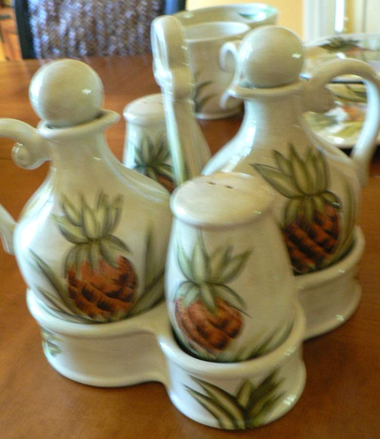 Maui 5-Piece Condiment Set (V&O, S&P, Tray) by Tabletops Unlimited-1