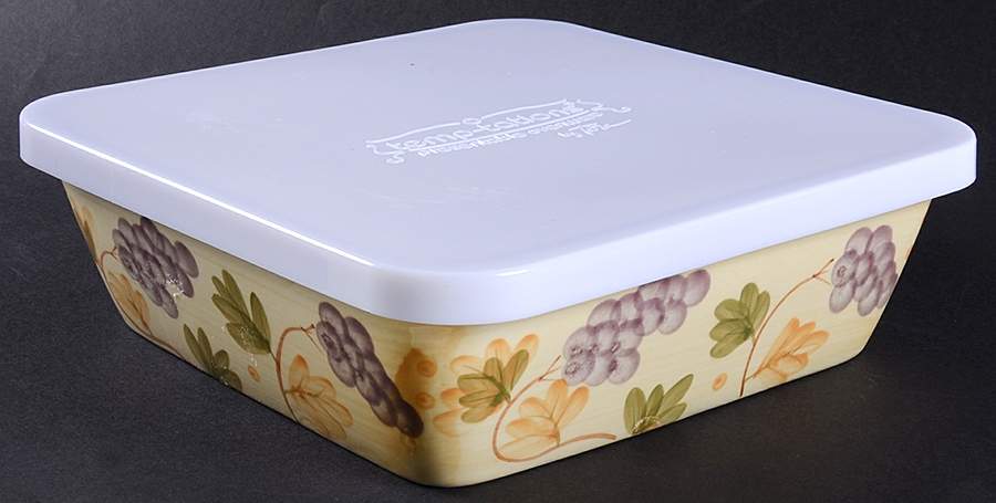 Vineyard 7" Square Mixing Bowl & Tabless Plas Storage Cover by Temp-Tations-1