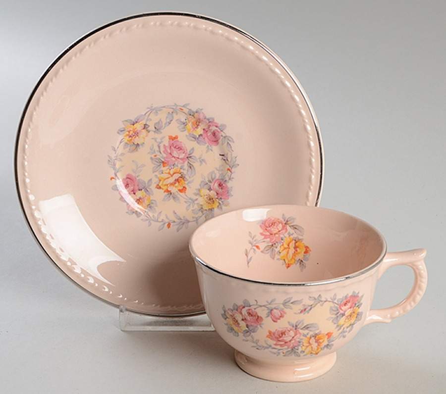 TST1115 Footed Cup & Saucer Set by Taylor, Smith & Taylor (Ts&T)-1