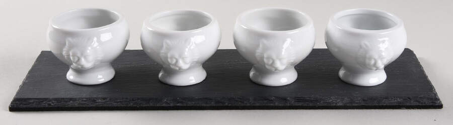 Capri Mini Lion Bowl Set (4 Bowls and Slate Tray) by Tabletops Unlimited-1