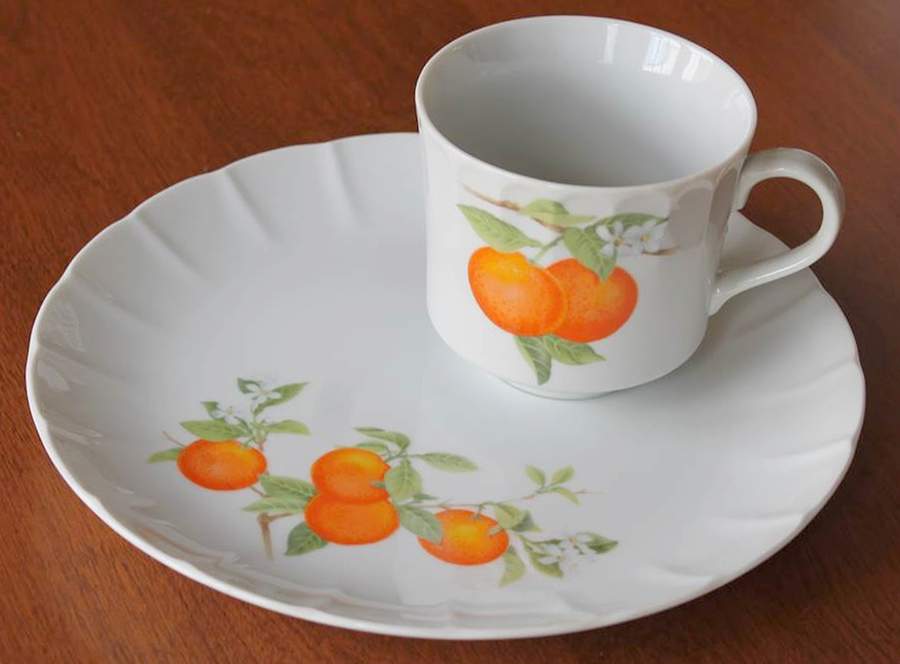 Mandarin Snack Plate & Cup Set by Toscany-1