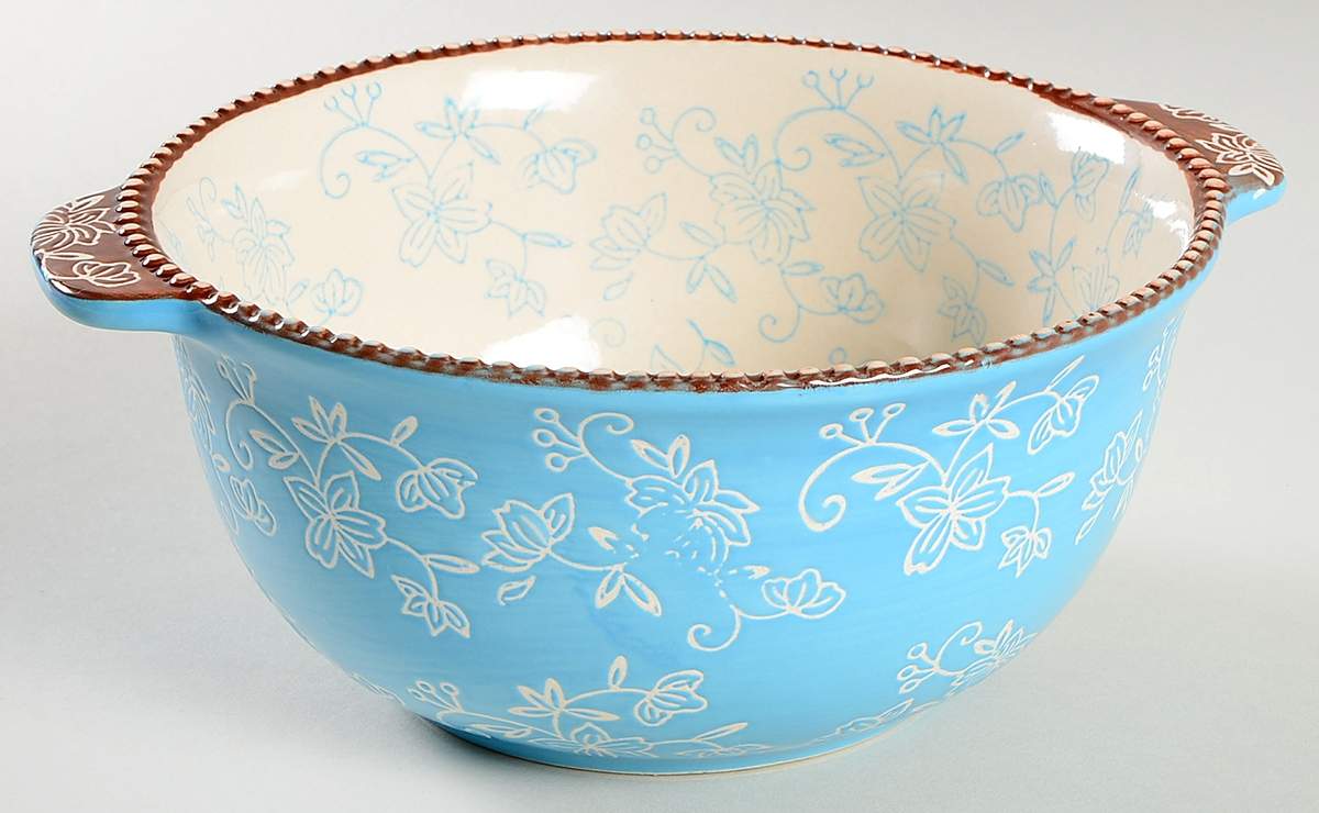 Floral Lace Light Blue 9" Mixing Bowl by Temp-Tations-1