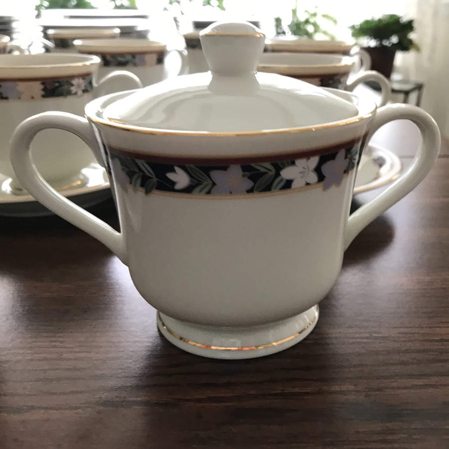 Black Autumn Sugar Bowl & Lid by Town House China-1