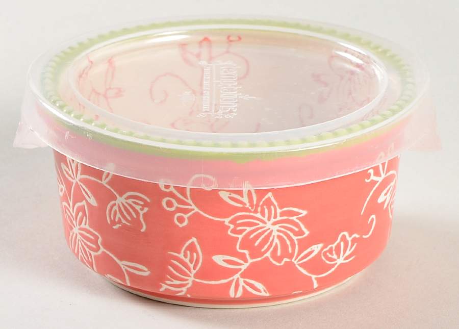 Floral Lace Pink Ramekin & Plastic Lid by Temp-Tations-1