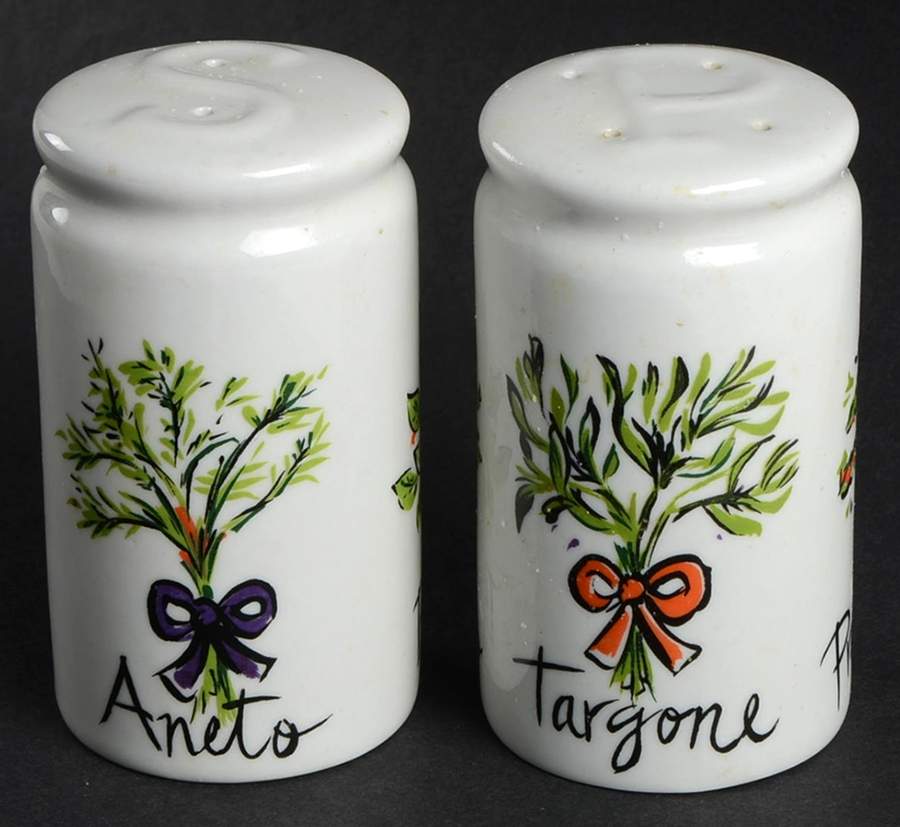 Ribbon Herbs Salt & Pepper Set by Tabletops Unlimited-1