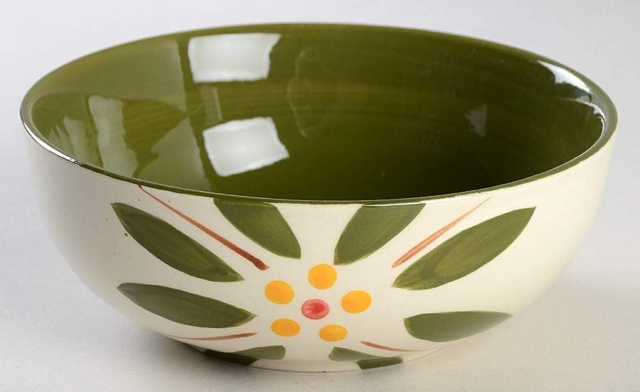 Old World Green Soup/Cereal Bowl by Temp-Tations-1