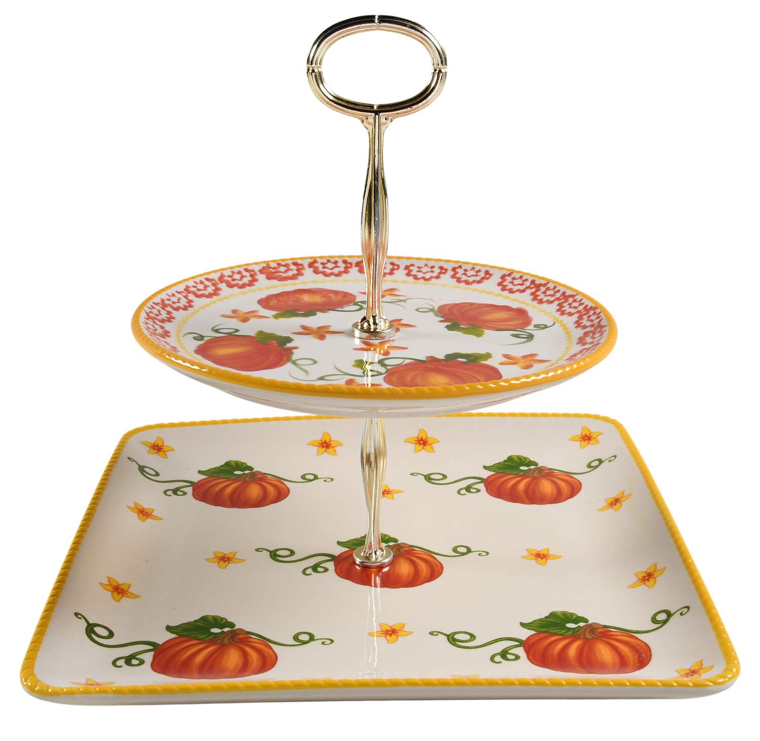 Pumpkin Patch 6 5/8"-10"  2 Tiered Serving Tray (Dp, Sp) HC by Temp-Tations-1