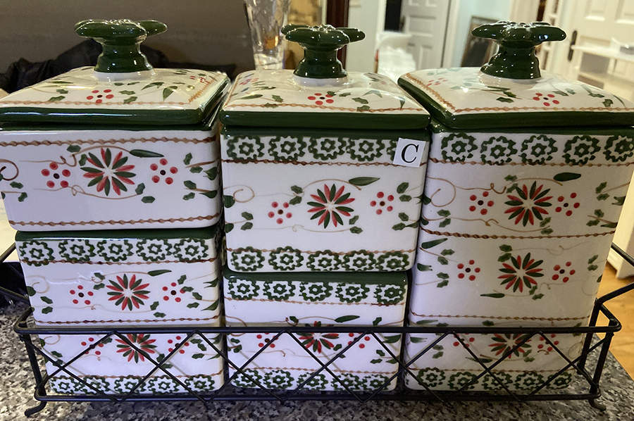 Old World Poinsettia (10 Piece) Square Stacking Canister Set by Temp-Tations-1