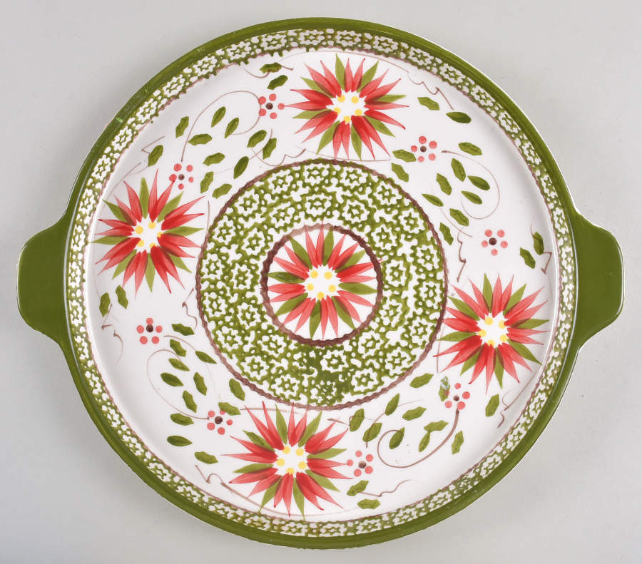 Old World Poinsettia Handled Cake Plate by Temp-Tations-1