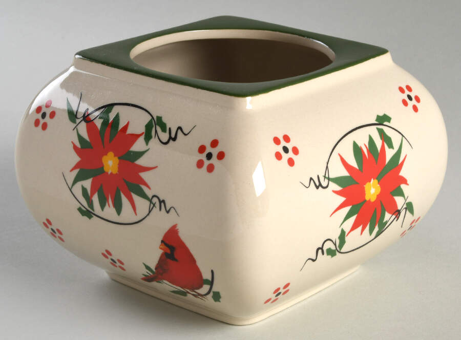 Old World Poinsettia Small Canister No Lid by Temp-Tations-1