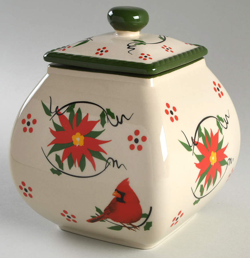 Old World Poinsettia Large Canister & Lid by Temp-Tations-1