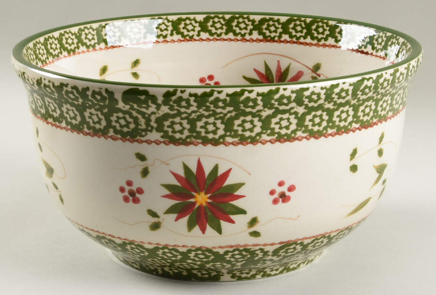 Old World Poinsettia 9" Mixing Bowl by Temp-Tations-1