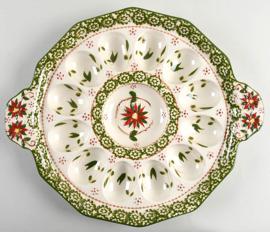 Old World Poinsettia Deviled Egg Plate by Temp-Tations-1