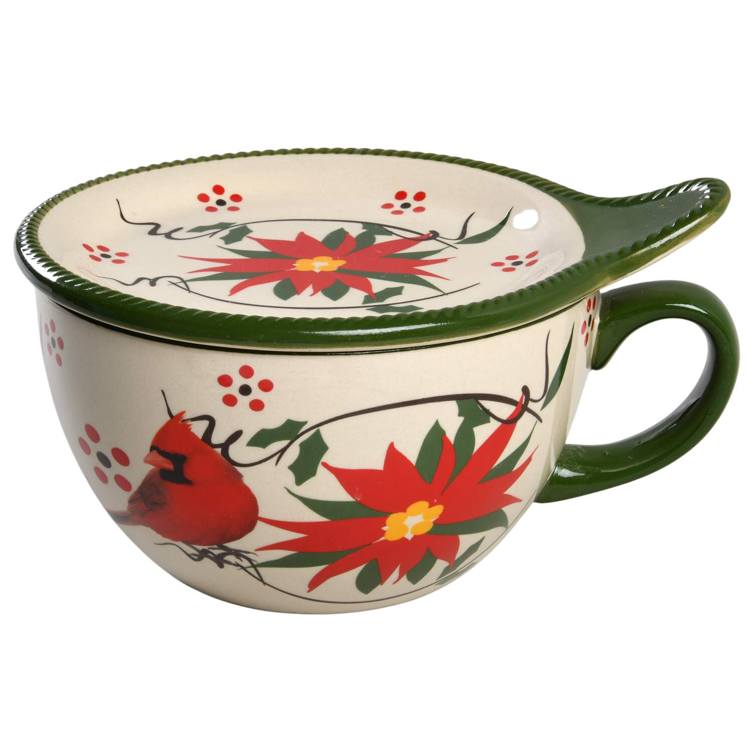 Old World Poinsettia Soup Mug & Lid-It by Temp-Tations-1