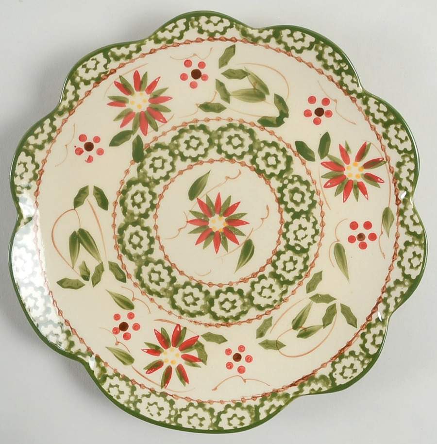 Old World Poinsettia Scalloped Salad Plate by Temp-Tations-1