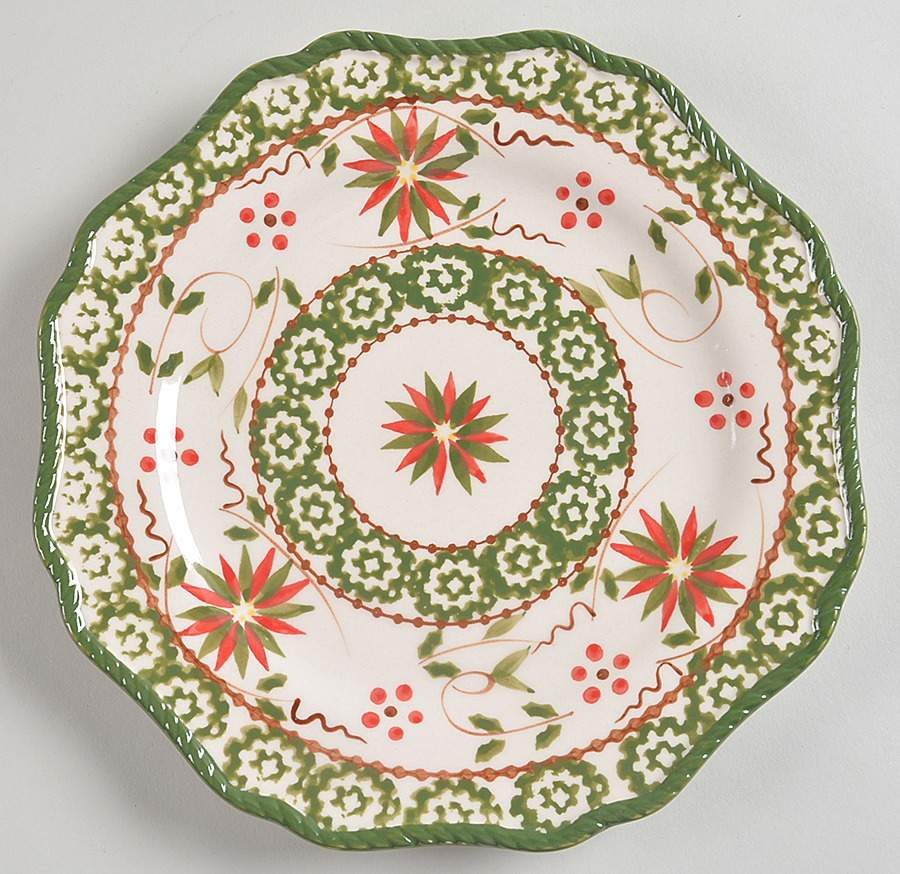 Old World Poinsettia Scalloped Salad Plate by Temp-Tations-1