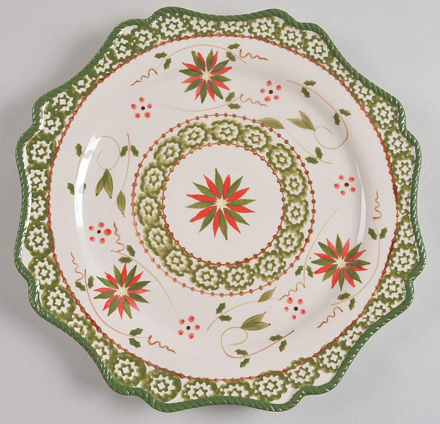 Old World Poinsettia Scalloped Dinner Plate by Temp-Tations-1