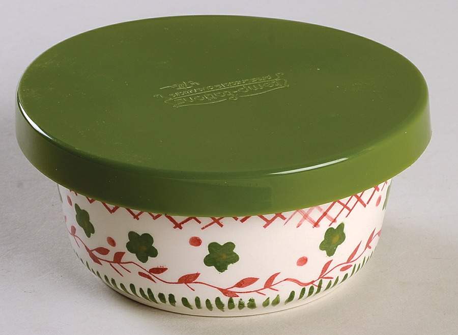 Tapestry Green Ramekin & Plastic Lid by Temp-Tations-1