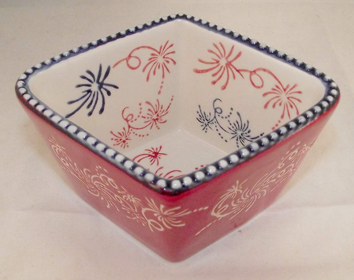 Floral Lace Firework 5" Square Vegetable Bowl by Temp-Tations-1