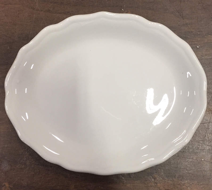 TEP34 (All White, Scalloped) 8" Oval Serving Platter by Tepco-1
