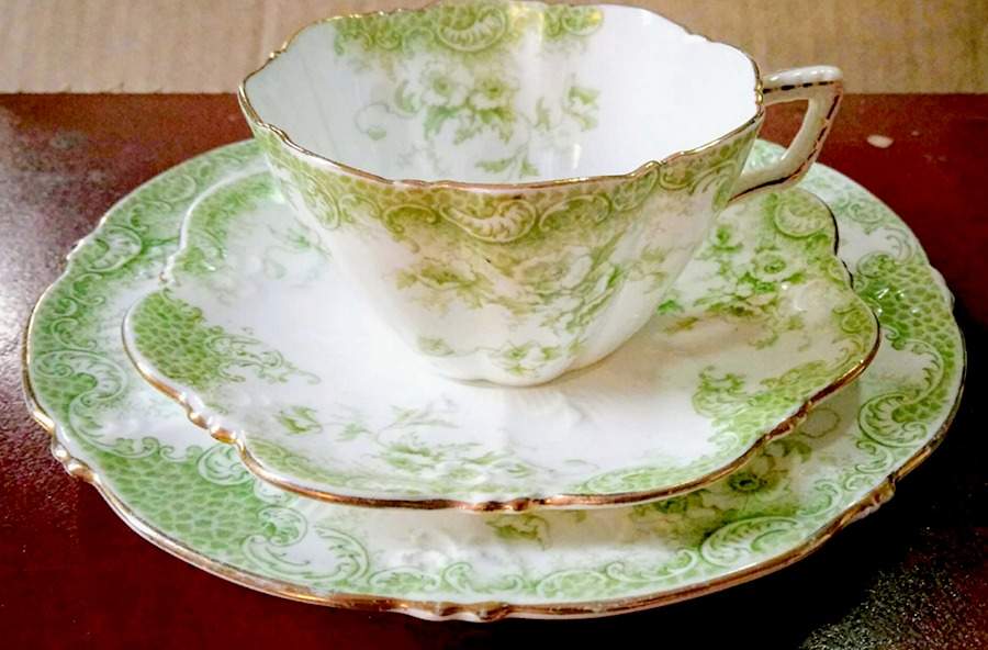 Dee (Green) Flat Cup & Saucer Set by Tuscan - Royal Tuscan-1