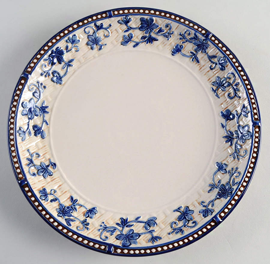 Floral Lace Basketweave Blue Dinner Plate by Temp-Tations-1