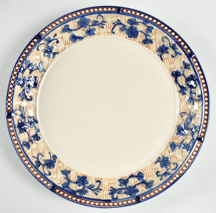 Floral Lace Basketweave Blue Dinner Plate by Temp-Tations-1