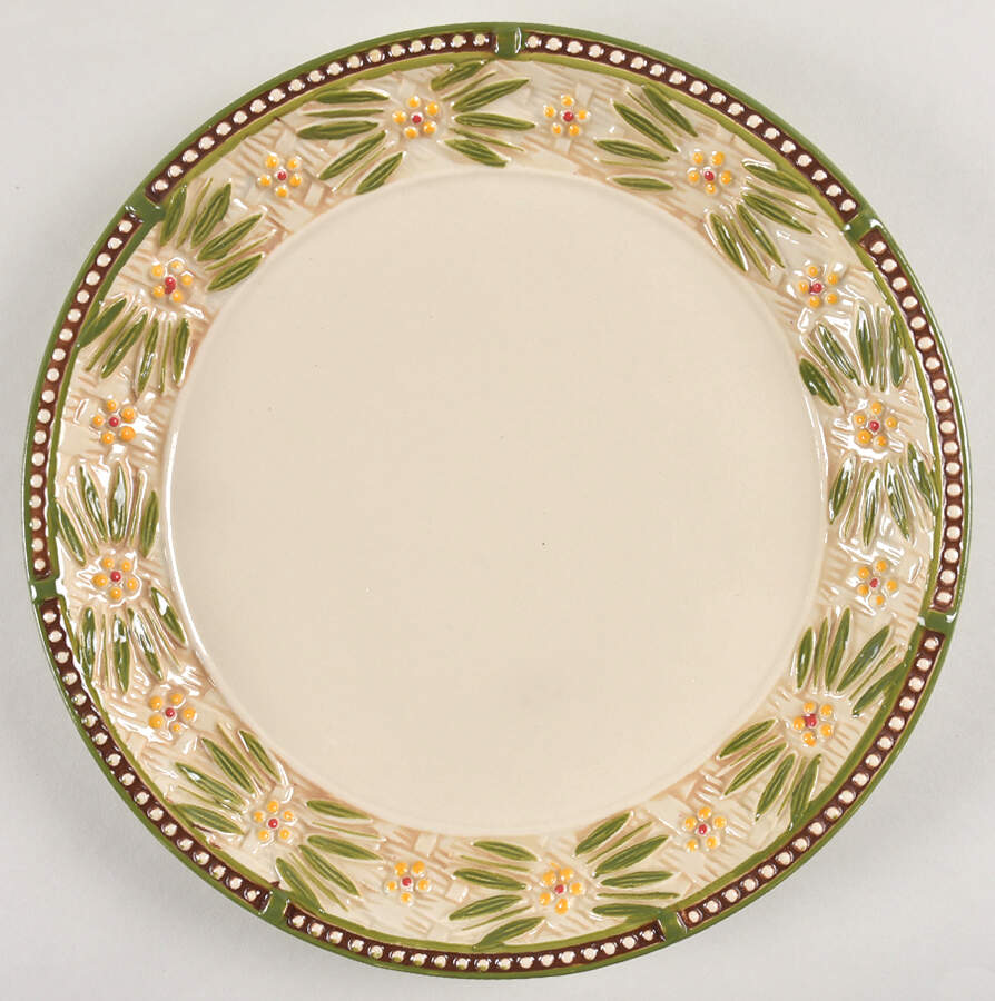 Old World Basketweave Green Dinner Plate by Temp-Tations-1