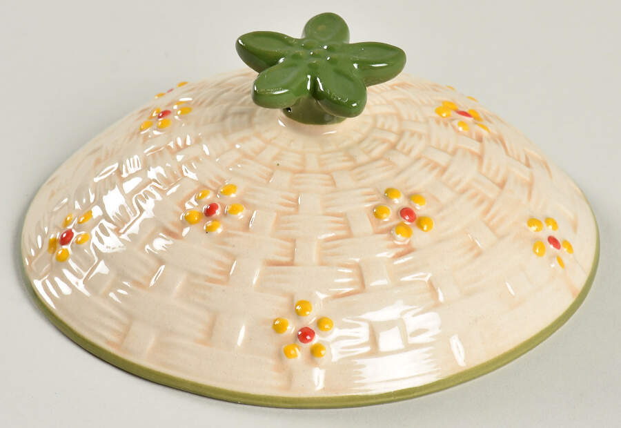 Old World Basketweave Green Lid for 6" Nesting Ramekin by Temp-Tations-1