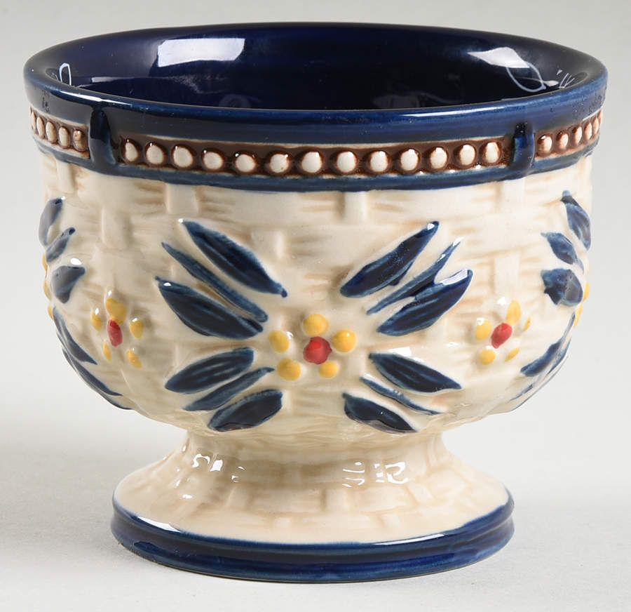 Old World Basketweave Blue 8 Oz Pedestal Cup No Handle Or Saucer by Temp-Tations-1