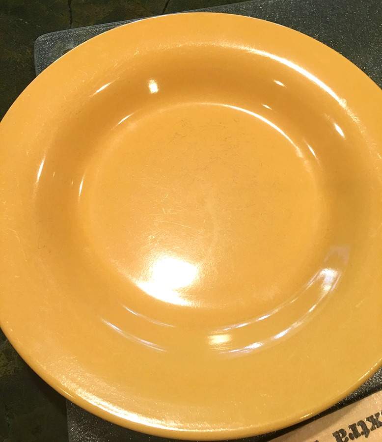 Over and Over Yellow Dinner Plate by Tabletops Unlimited-1