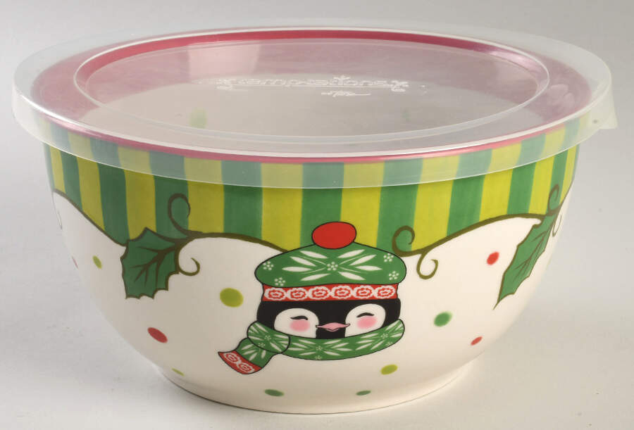 Winter Whimsy 7" Nesting Bowl & Plastic Lid by Temp-Tations-1