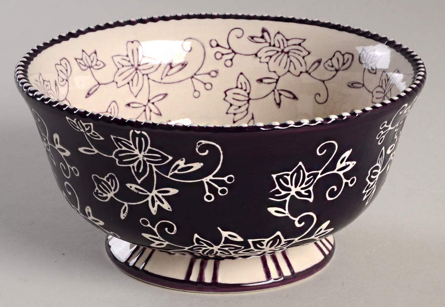 Floral Lace Eggplant Soup/Cereal Bowl by Temp-Tations-1