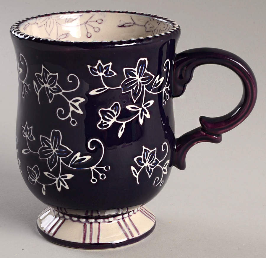 Floral Lace Eggplant Footed Mug by Temp-Tations-1