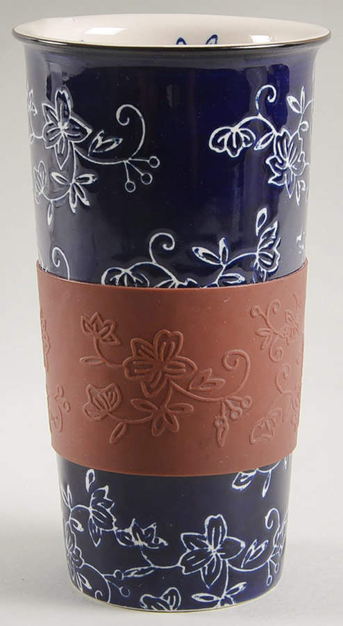 Floral Lace Eggplant Travel Tumbler No Lid by Temp-Tations-1