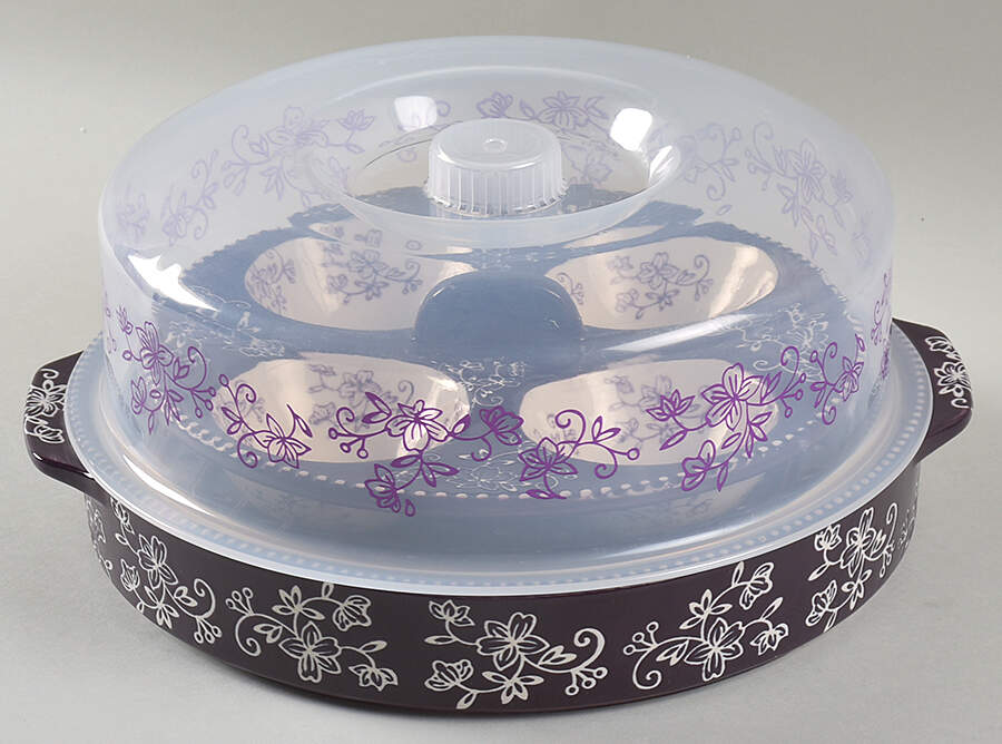 Floral Lace Eggplant (4 Pc) Multifunction Round Baker Set by Temp-Tations-1