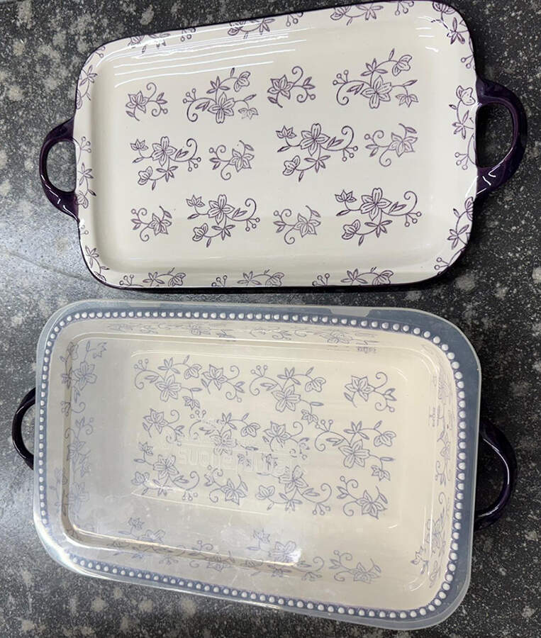 Floral Lace Eggplant 14" Handled Tray by Temp-Tations-1