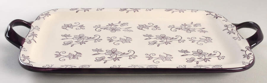 Floral Lace Eggplant 12" Handled Tray by Temp-Tations-1