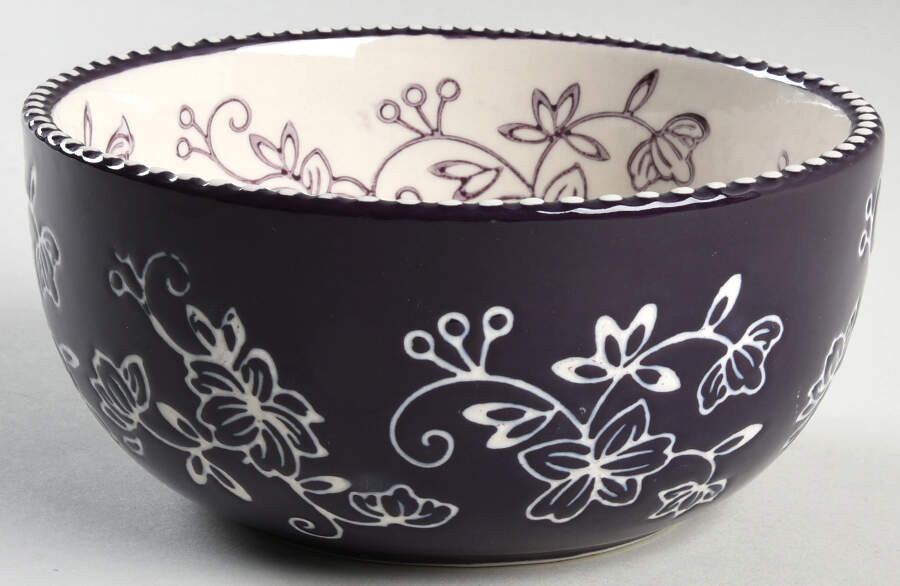 Floral Lace Eggplant Soup/Cereal Bowl by Temp-Tations-1