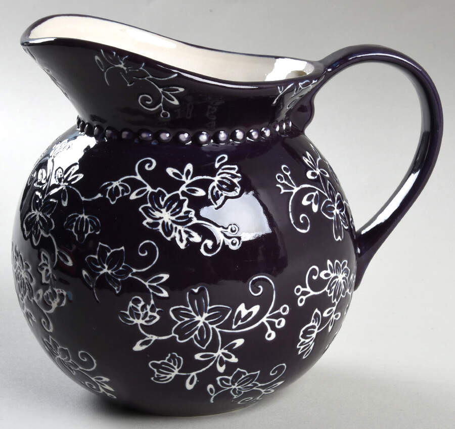 Floral Lace Eggplant 28 Oz Pitcher by Temp-Tations-1