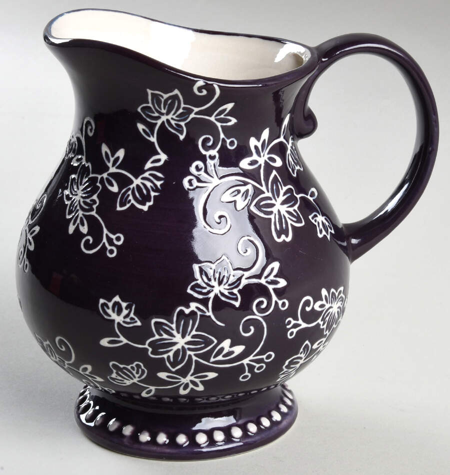 Floral Lace Eggplant 18 Oz Pitcher by Temp-Tations-1
