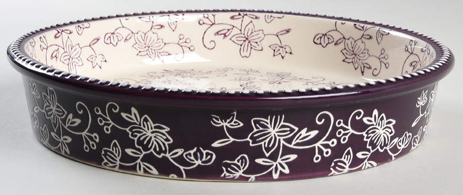 Floral Lace Eggplant 10" Pie Baking Plate by Temp-Tations-1