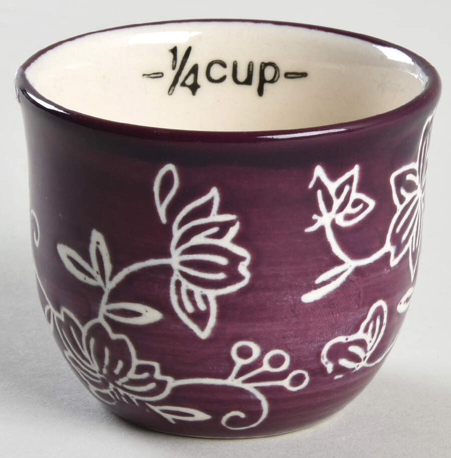 Floral Lace Eggplant 1/4 Cup Measuring Cup by Temp-Tations-1