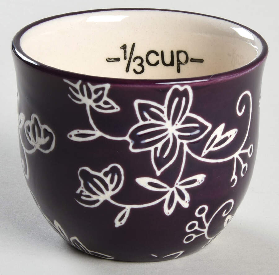 Floral Lace Eggplant 1/3 Cup Measuring Cup by Temp-Tations-1