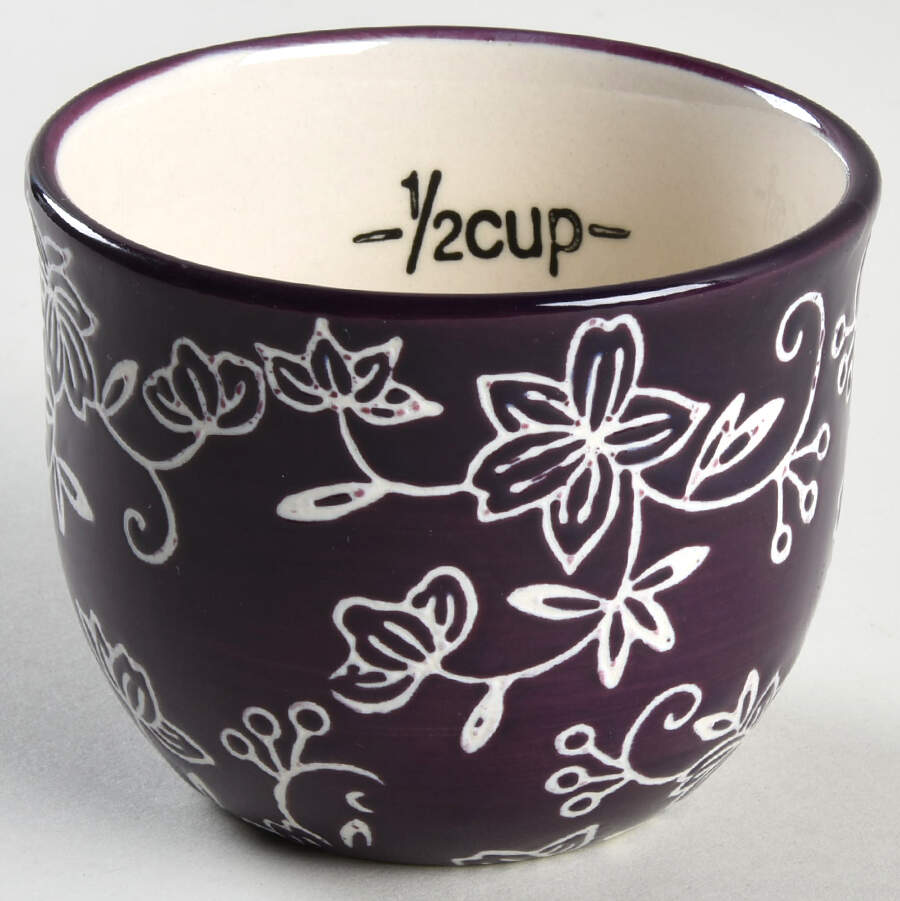 Floral Lace Eggplant 1/2 Cup Measuring Cup by Temp-Tations-1