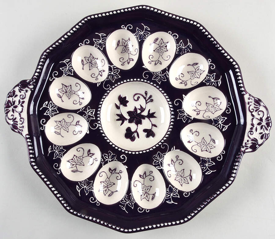 Floral Lace Eggplant Deviled Egg Plate by Temp-Tations-1